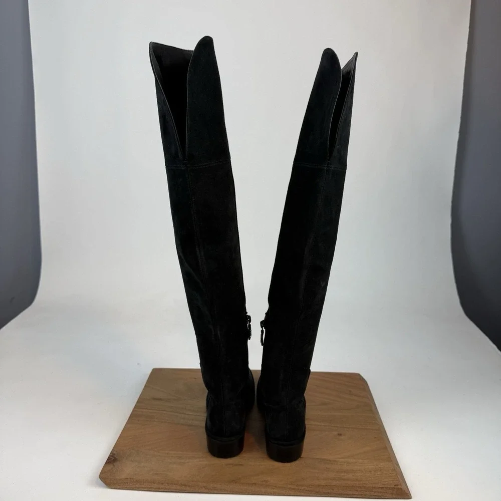 New Womens Stuart‎ Weitzman Amber Black Suede Over The Knee Boots Size 5 B